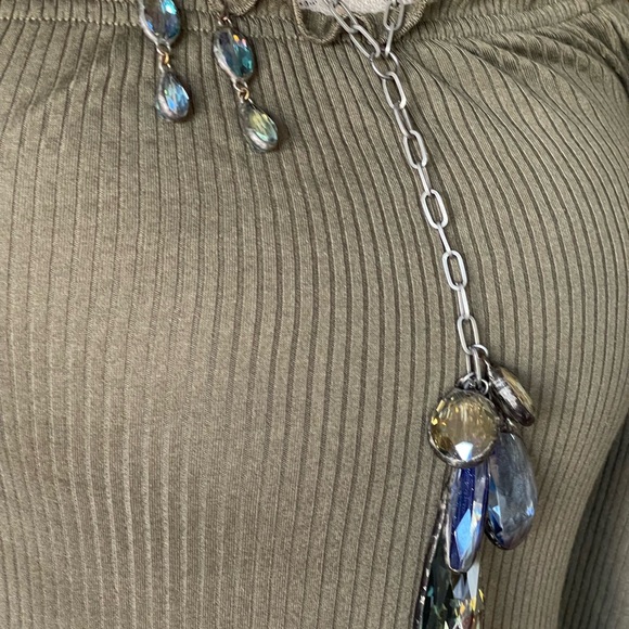 Sublime Artisan Hand Soldered Crystal Adjustable Length Y Necklace Earrings Set - Picture 7 of 14